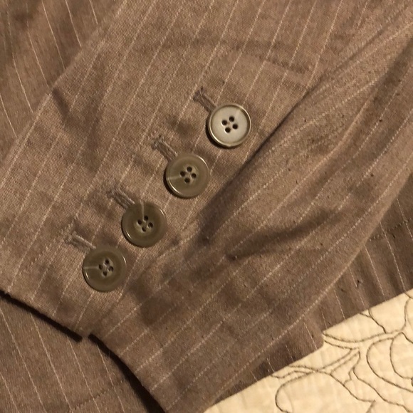 Lane Bryant Suit Jacket Blazer Taupe Tan Pinstripes Neutral 18 Plus - Picture 6 of 9